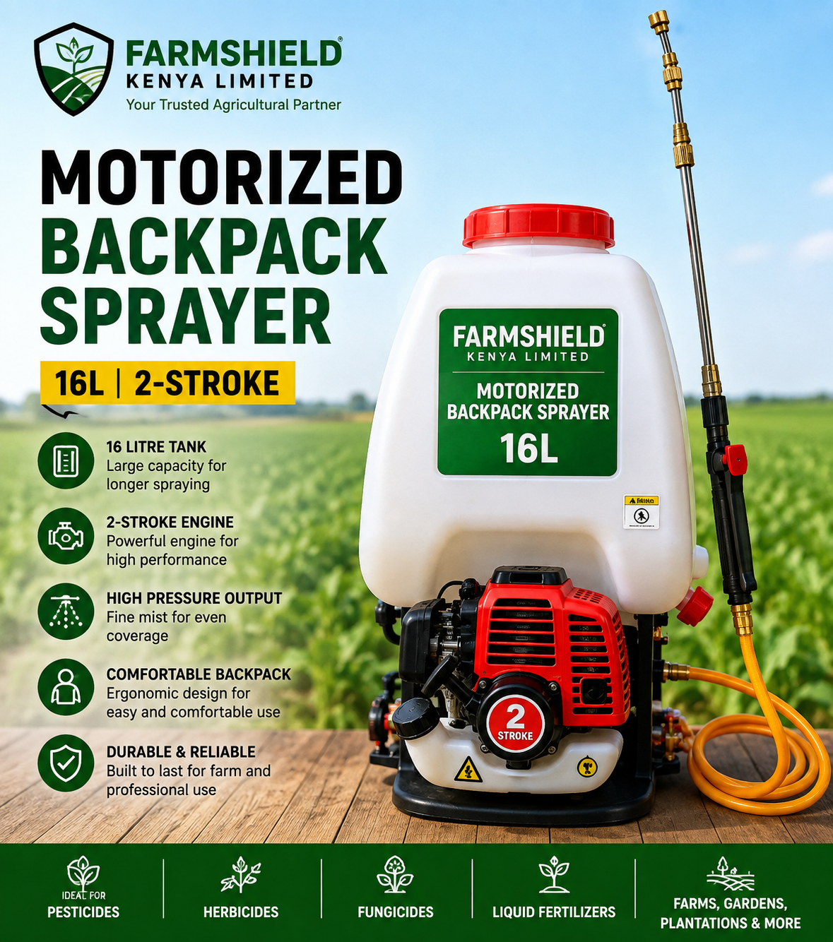 Motorized Backpack Sprayer (16L, 2-Stroke)